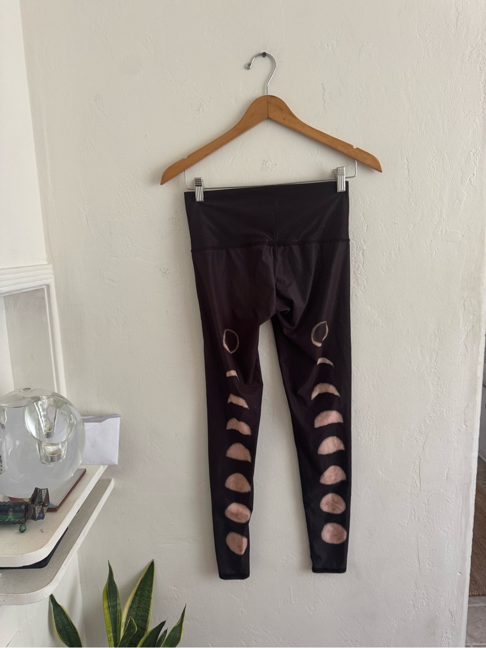 Teeki Black High Rise Leggings With Moon Phase Print and Sun Print